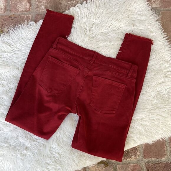 DL1961 Emma Power Leggings Smart Denim Rhubard Red Five Pocket Raw Hem Size 28 - Picture 7 of 16